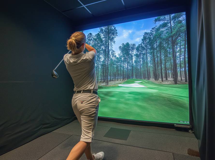 golf simulation at indoor golf center